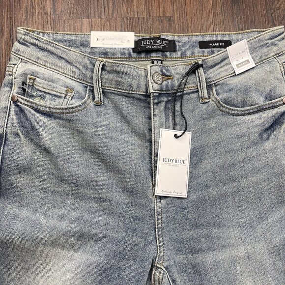 Judy Blue Women Jeans 11/30 Blue High Waisted Flare Denim JB88855 DK Boho - Picture 3 of 13